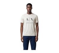 Armani Exchange, ,Tops ,Uomo ,Beige ,M T-Shirt a Maniche Corte con Stampa e Girocollo in Cotone