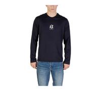 Armani Exchange, ,Tops ,Uomo ,Blu ,XL Maglieria Stampata a Maniche Lunghe e Girocollo