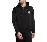 Armani Exchange Uomo Felpa con cappuccio e zip con logo Jersey, Nero