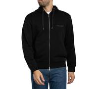 Armani Exchange Uomo Felpa con cappuccio e zip con logo sul petto, Nero