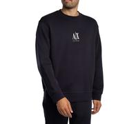 Armani Exchange Uomo Felpa con logo centrale ricamato, Blu