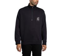 Armani Exchange Uomo Felpa con zip 1/4 e logo sul petto, Blu