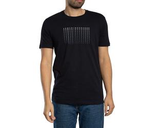 Armani Exchange Uomo Maglietta grafica Slim Brand Repeat, Blu