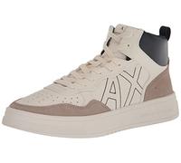 Armani Exchange Uomo Men's, Side Logo, Color Shades, off White + Beige Sneaker, Bianco Sporco e Beige., 44 EU