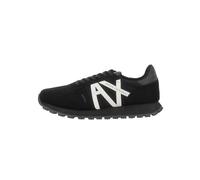Armani Exchange Uomo Openwork Side, Contrast Logo, Microsuede Inserts Sneaker, Black, 44 EU, Nero, 44 EU