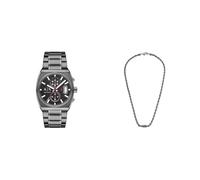 Armani Exchange Uomo Orologio Grigio e Collana in Acciaio Inossidabile, Set