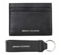 Armani Exchange Uomo Portacarte Elegante Etui E Portachiavi, Set Regalo Nero
