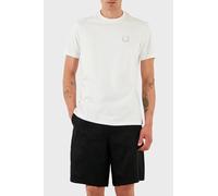 Armani Exchange Utility Edge, Sustainable, Eco-Leather Logo Patch T-Shirt, Bianco Sporco, XXL Uomo