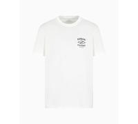 Armani Exchange Utility Edge, Sustainable, Printed Logo Lettering T-Shirt, Bianco Sporco, M Uomo