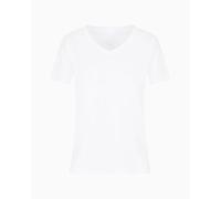 Armani Exchange Women's Blue Edition, Scollo a V, Logo Patch,Regular Fit, Bianco, XL, Bianco Ottico, XL