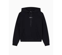 Armani Exchange Women's Cross Gender, Cuffed Sleeve Small Front Logo Relaxed Fit, Felpa, Nero, M, Nero, M