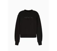 Armani Exchange Women's Cuffed Sleeve Front Logo Round Collar, Felpa, Nero, XL, Nero, XL