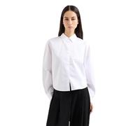 Armani Exchange Women's Icon Project, Sostenibile, Piccolo Logo Ricamo, Camicia, Bianco, M, Bianco Ottico, M