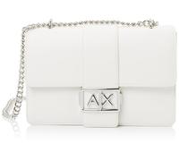 Armani Exchange Jodie, Metal Silver Logo, Chain Strap, Borsa Messenger Donna, Bianco Sporco