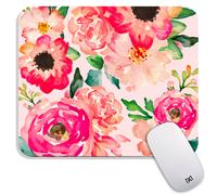 Armanza Quadratisches Mauspad mit rosa Aquarellblume, personalisierbar, hochwertig strukturiert, individuelles Mauspad-Design, waschbares Mauspad aus