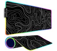Armanza Tappetino per mouse da gioco RGB, grande tappetino per mouse con luce a LED, linee nere, base in gomma antiscivolo, grande tappetino per mouse per giocatori, 80 x 30 cm