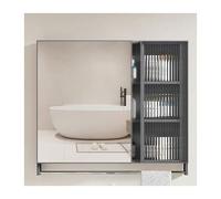 Armario de Almacenamiento con Espejo Mueble de Baño con Espacio Interno Almacenamiento Multiespacio para Baños y Lavaderos Gris 70x73x11cm.