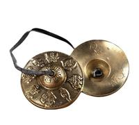 Armastuse Tibetan Tingsha Cimbali Artigianali Buddisti Meditazione,Yoga Campane Campanelle In Rilievo Con Simboli OM Mane 6,5 cm