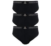 Armata di mare 3 Slip Mutande da Uomo Cotone Elasticizzato con Elastico Esterno a Vista e Scritta Bianco Nero Grigio Blu (5/L, Nero)
