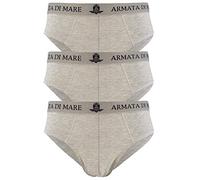 Armata di mare 3 Slip Mutande da Uomo Cotone Elasticizzato con Elastico Esterno a Vista e Scritta Bianco Nero Grigio Blu (5/L, Grigio)