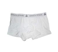 Armata di Mare 3pz Boxer Uomo in Cotone Elasticizzato con Elastico Esterno, Tinta Unita - GT103 (4-M, Bianco)