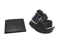 Armata di mare Set Uomo Cintura Ecopelle Altezza Mm 35 Tg 125 E Portafoglio Pelle In Box Nero