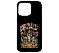 Armato anche dopo la morte scheletro patriottico Día de los Muertos Custodia per iPhone 15 Pro Max