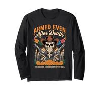 Armato Anche Dopo la Morte Scheletro Patriottico Día de Los Muertos Maglia a Manica