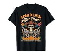 Armato Anche Dopo la Morte Scheletro Patriottico Día de Los Muertos Maglietta