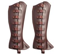 Armatura a gamba medievale 1 coppia Renaissance Cover di stivale medievale Ghette di gamba in pelle PU con costume regolabile per il fissaggio per il cosplay di festa Halloween, marrone scuro, ghette
