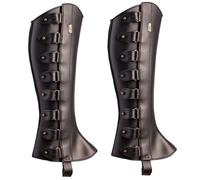 Armatura a gamba medievale 1 coppia Rinascimento Avvio medievale Copertine per le gambe in pelle PU Gaiters con costume regolabile per il fissaggio per il cosplay di festa Halloween, nero, ghette