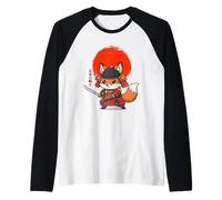 Armatura Completa Chibi Fox Samurai Kawaii Kitsune Maglia con Maniche Raglan