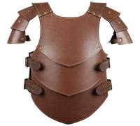 Armatura del torace in pelle, armatura del torace medievale PU in pelle regolabile uomo vichingo da uomo rinascimentale cosplay knight pettorale per Halloween, festa a tema, marrone