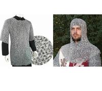 Armatura in cotta di maglia Usbergo in cotta di maglia da 9 mm con cuffia...