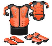 Armatura Moto per Bambini,JUSTDOLIFE 5 Pezzi Set di Armatura da Moto Protezione di Motocross per Bambini Ginocchiere Traspiranti Gomito Pettorina per Tutti I Terreni Ciclismo Sci Pattinaggio