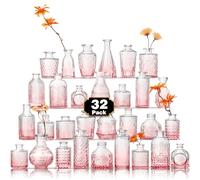 Arme Set di 30 vasi rosa in bulbo per fiori, piccoli vasi di vetro per centrotavola per matrimoni, mini vasi da fiori vintage carini, decorazione per la casa e la tavola