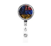 Armenia America Flag Bobina porta badge in metallo resistente, porta badge retrattile con clip da cintura per portachiavi dipendente insegnante