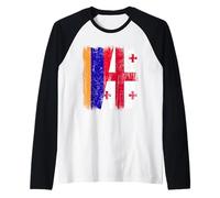 Armenia Georgia Mezza bandiera Armenian Georgian Roots Maglia con Maniche Raglan