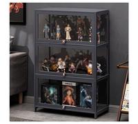 ARMERI Vetrinetta Grigia per espositori, vetrinetta con Ante in Acrilico, espositore per Figure e Collezioni di curiosità, vetrina Trasparente da Terra per Il Soggiorno,80x32x106cm