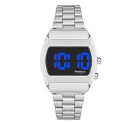 Armitron Orologio sportivo da polso, retrò, digitale, con cronografo, Argento/Blu