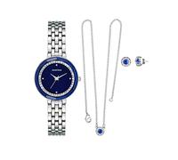Armitron - Set di gioielli con orologio da polso da donna e bracciale, impreziosito da veri cristalli, 75/5797, Argento/Blu