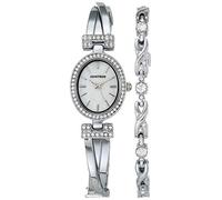Armitron Set orologio rigido e bracciale da donna con accenti di cristallo autentico, 75/5381MPSVST