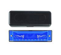 Armonica, 10 buche c chiave 20 melodia professionale standard strumento musicale in acciaio inossidabile con custodia per adulti, professionisti, principianti (Blu)