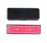 Armonica, 10 buche c chiave 20 melodia professionale standard strumento musicale in acciaio inossidabile con custodia per adulti, professionisti, principianti (Rosa rosso)