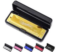 Armonica a 10 fori, in metallo color argento, a scala, mini armonica a forma di C, adatta per adulti, regalo per il Ringraziamento e Natale per il rientro a scuola (oro)