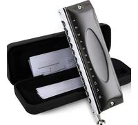Armonica A Bocca A 12 Fori E 48 Toni In Tonalità Di Do Armonica Cromatica Per Professionisti Principianti Adulti(Black)