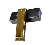 armonica a bocca Armonica A 10 Fori Con Nucleo In Rame E Titanio, Educazione Per Studenti, Puzzle Per Strumenti Musicali (Color : Gold)