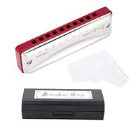 Armonica a bocca, armonica blues in acciaio inossidabile, armonica blues in chiave di Do per bambini principianti (Purple Red)