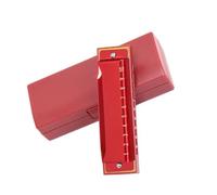 armonica a bocca Armonica C Tono Chiave 10 Fori Indizi Altoparlante Bocca Organo Mascella Arpa Strumenti Musicali Professionali Con Custodia (Color : R)