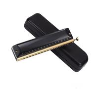 armonica a bocca Armonica Cromatica 12/16 Fori Chiave C Nero Oro Argento Armonica A Bocca Professionale Strumenti Musicali (Color : 02Black 16 Holes)
